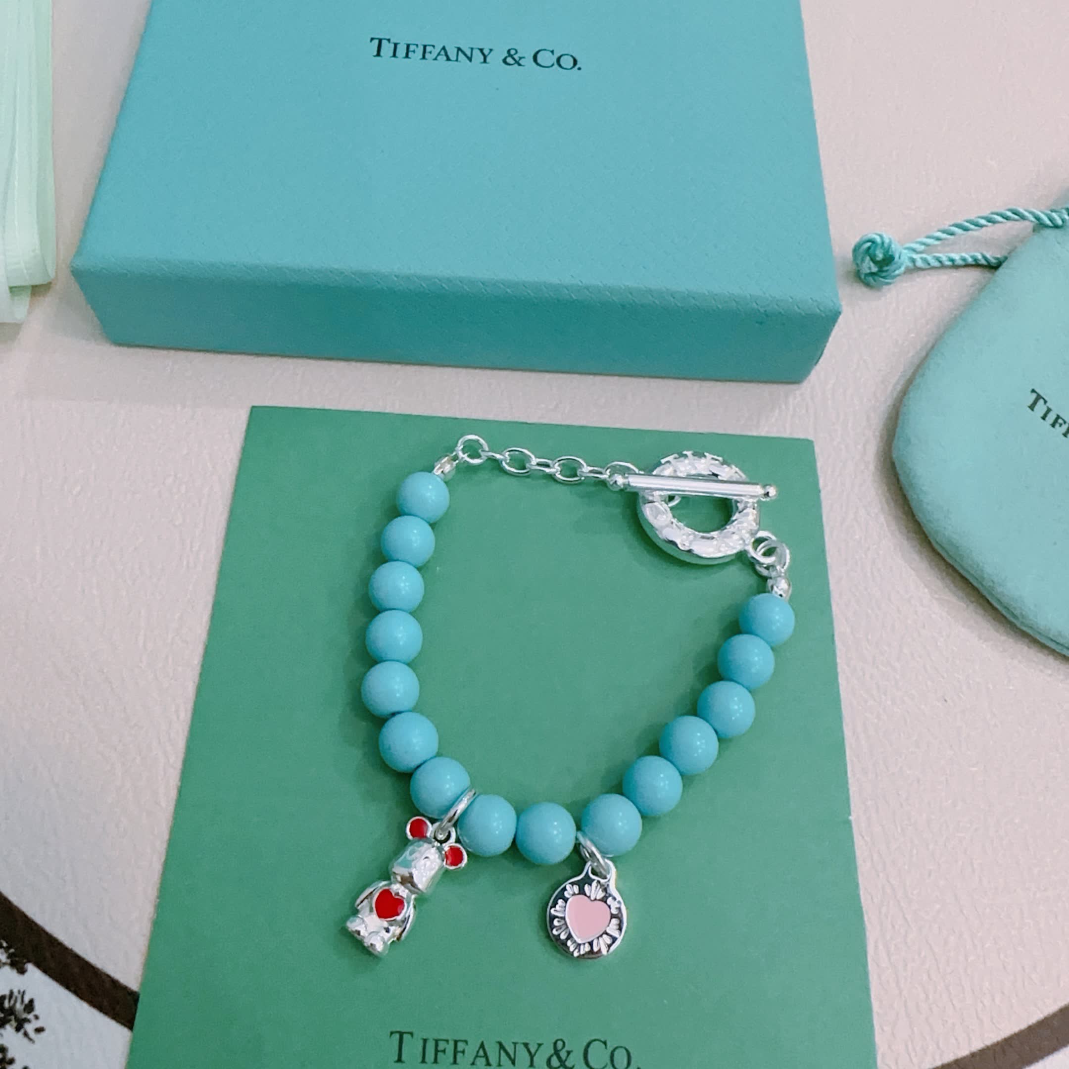 Tiffany & Co. Blue Bead Bracelet with Charms